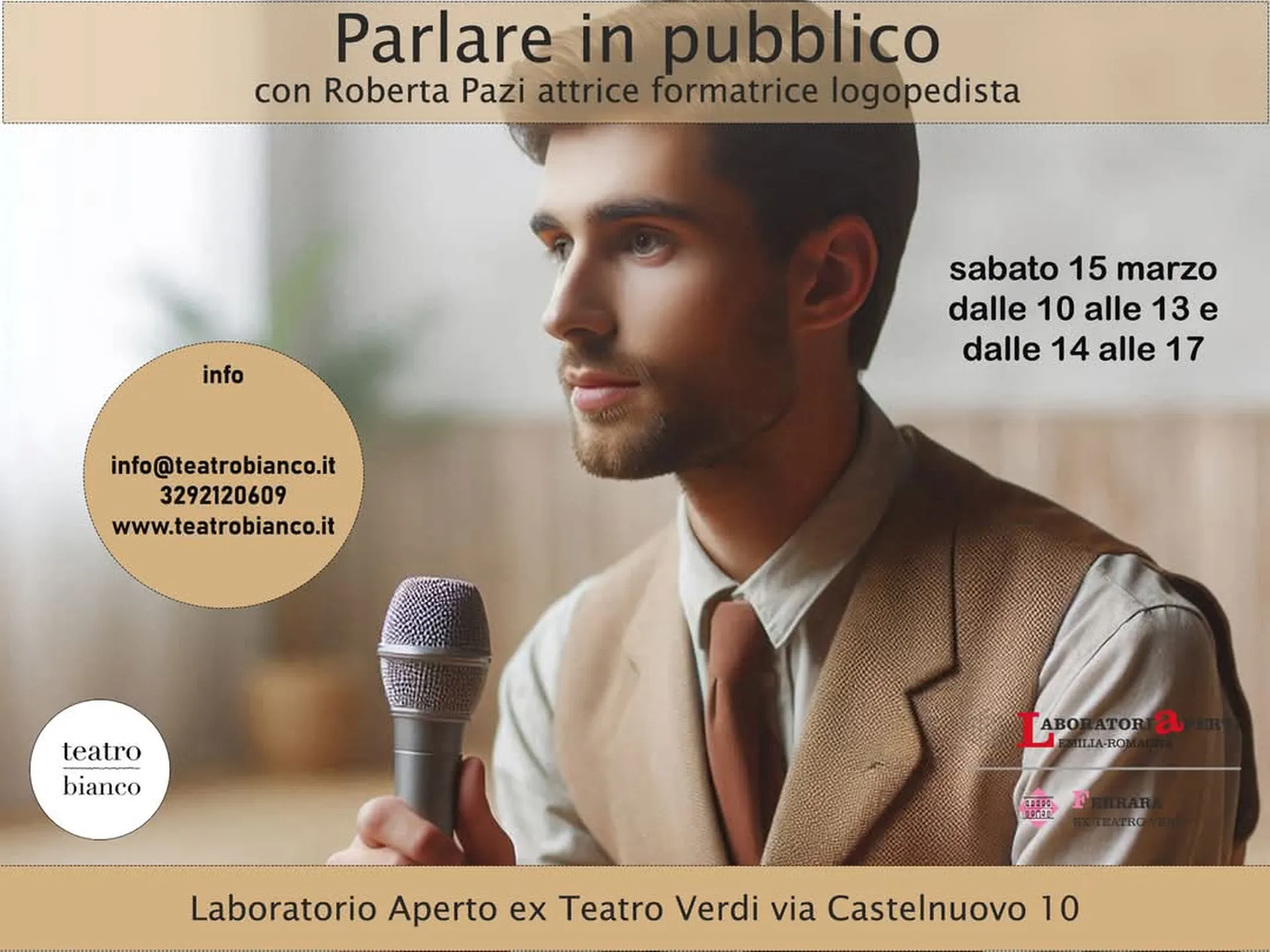 Workshop: Parlare in pubblico - Sabato 15 Marzo